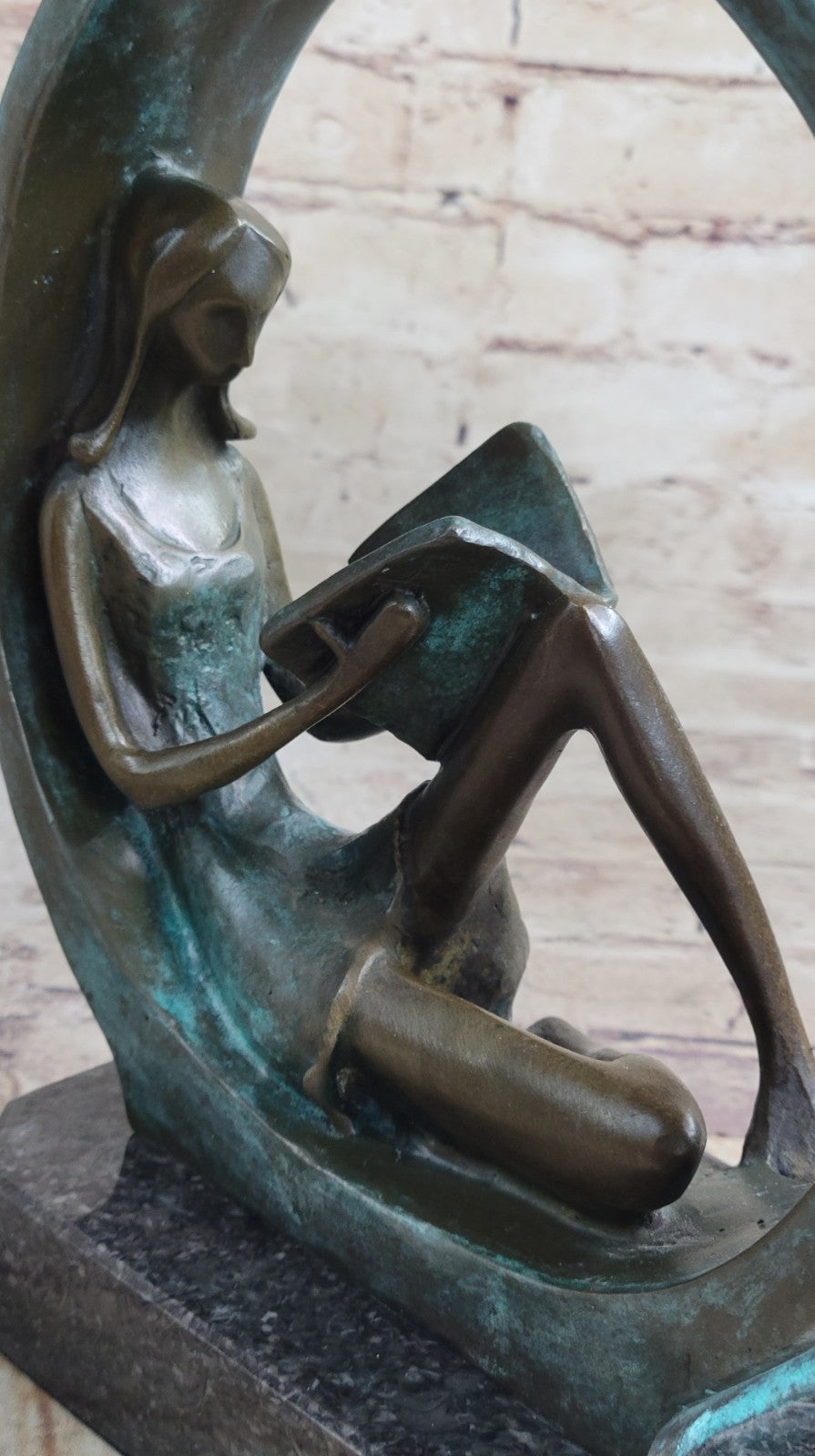 Sweet representation of childlike innocence Girl Reading Book Bronze Sculpture