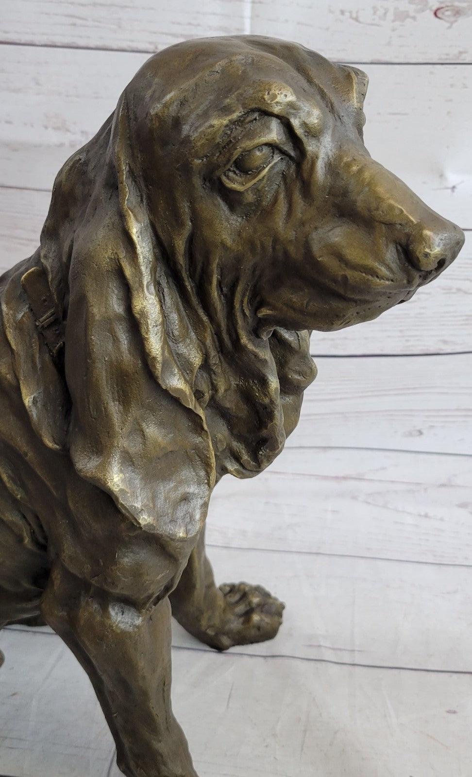 Handcrafted bronze sculpture SALE Dec Backyard Garden Dog Hound Original Signed