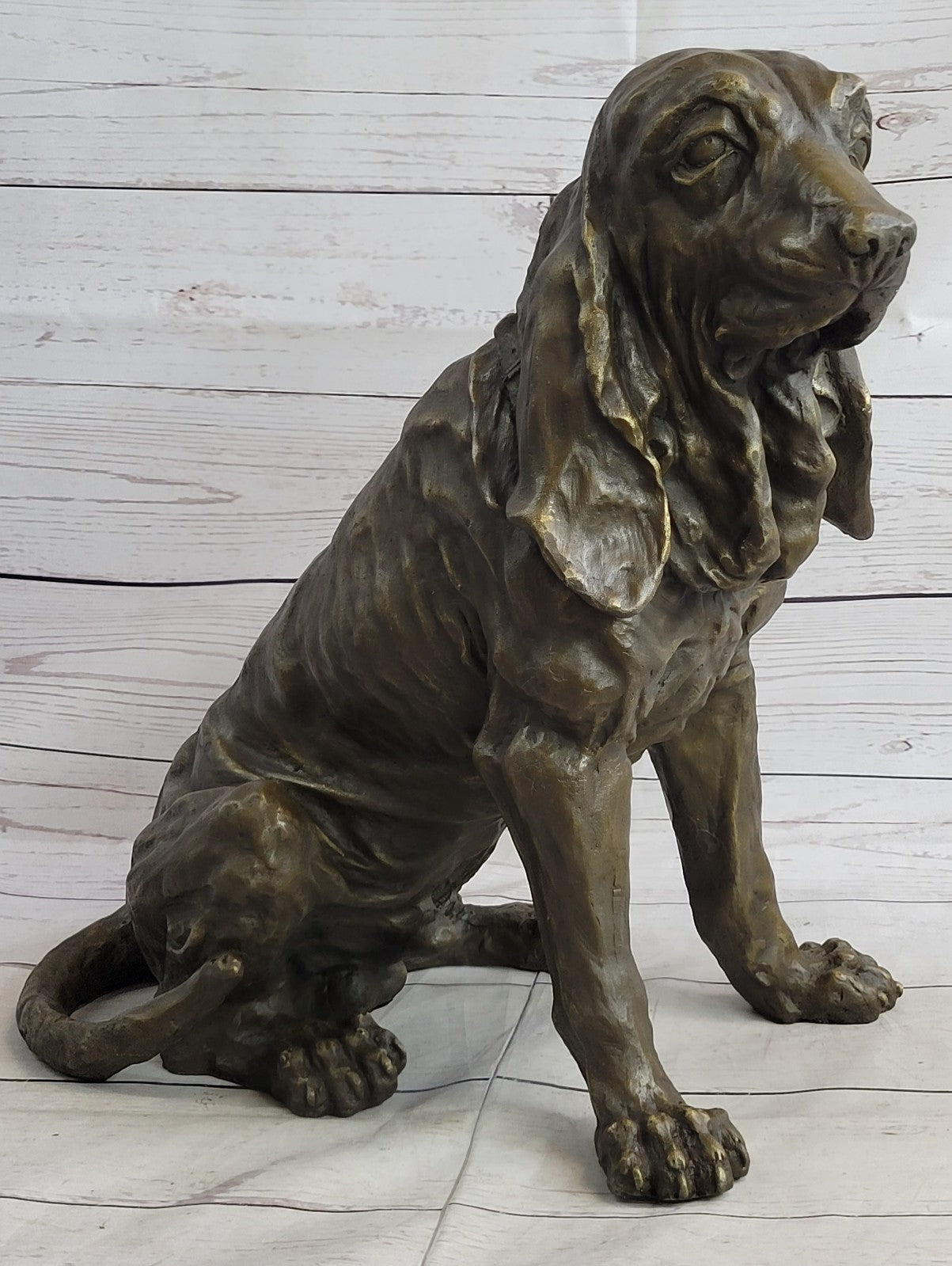 Handcrafted bronze sculpture SALE Dec Backyard Garden Dog Hound Original Signed