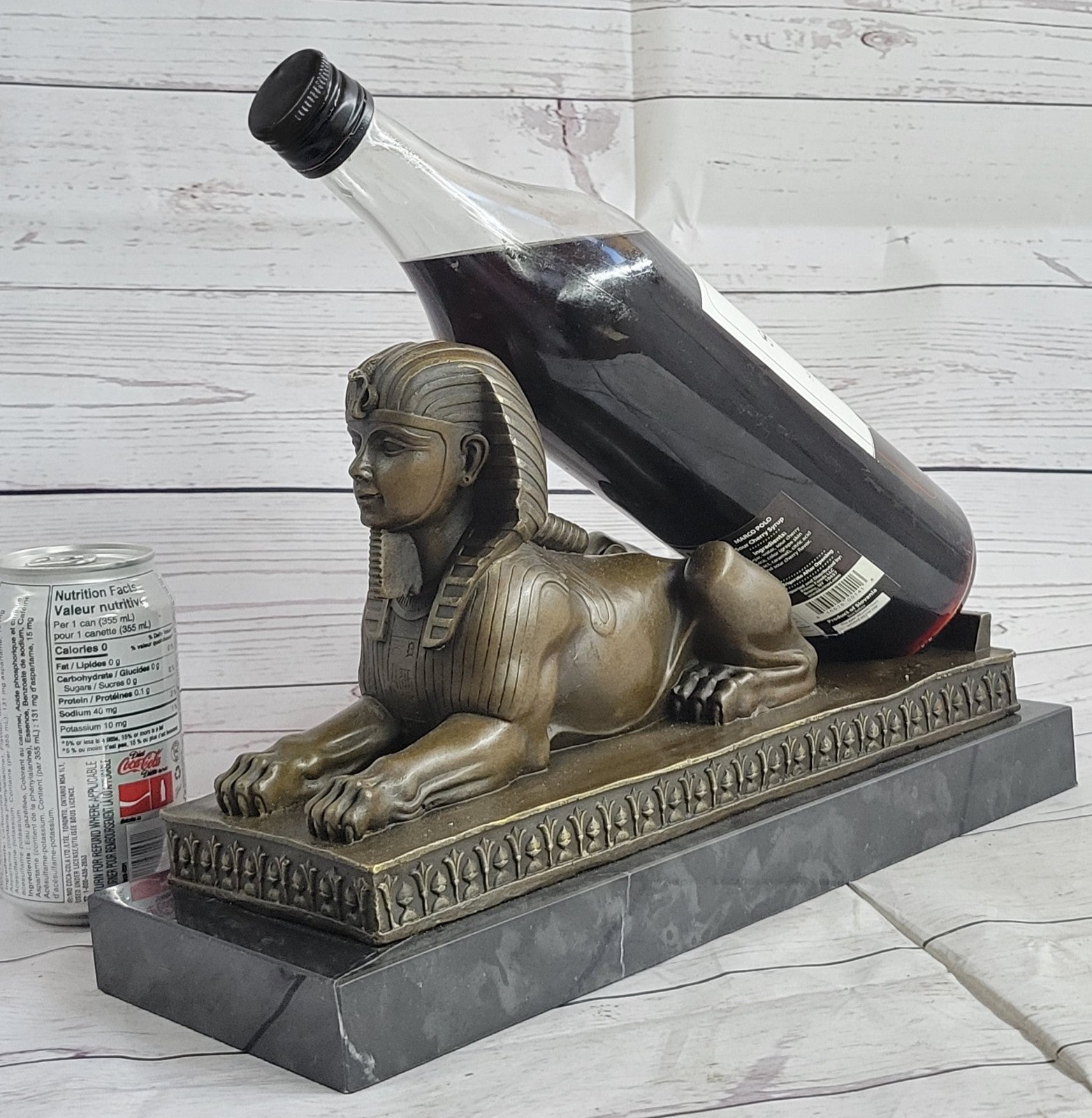 VINTAGE LARGE FABULOUS SPHINX BRONZE STATUES EGYPTIAN PHAROAH LION HAND MADE