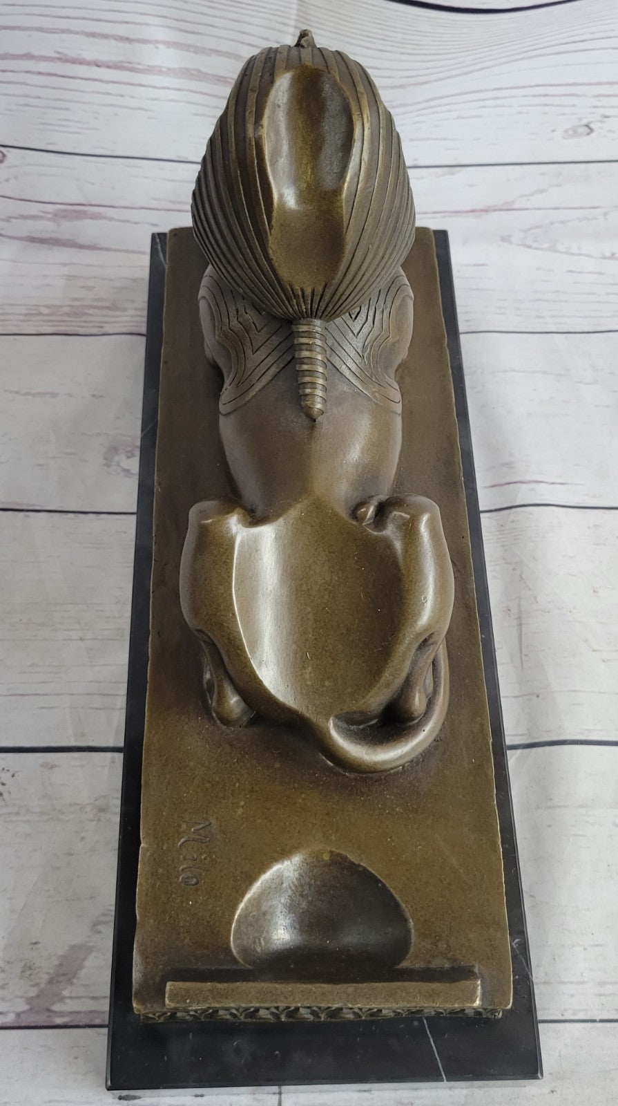 VINTAGE LARGE FABULOUS SPHINX BRONZE STATUES EGYPTIAN PHAROAH LION HAND MADE