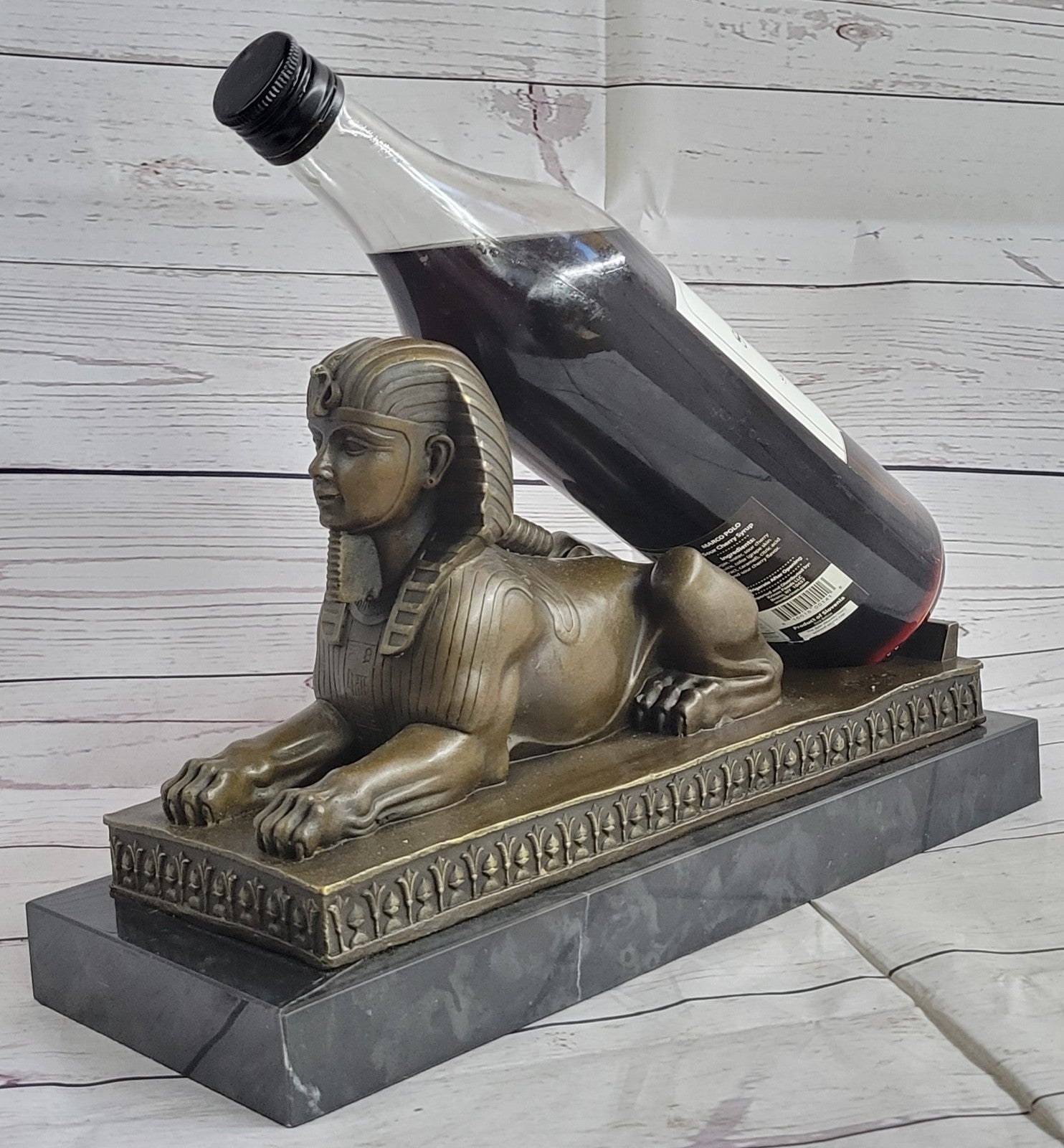 VINTAGE LARGE FABULOUS SPHINX BRONZE STATUES EGYPTIAN PHAROAH LION HAND MADE