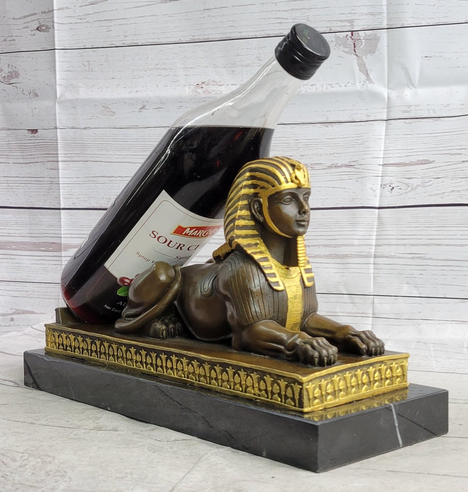 Stunning French Genuine Bronze sphinx Lion angel head Gothic Sculpture Statue