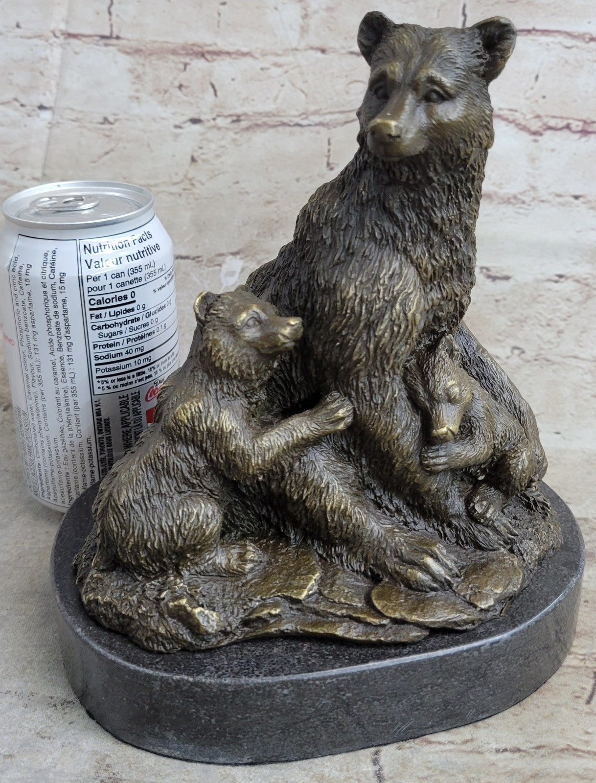Handcrafted bronze sculpture SALE Cub Two Her With Bear Grizzly Original Signed