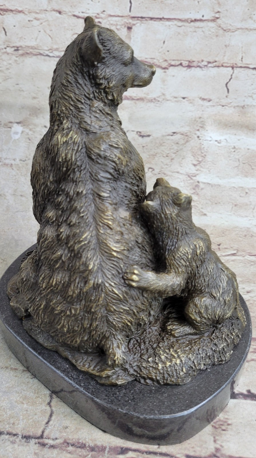 Handcrafted bronze sculpture SALE Cub Two Her With Bear Grizzly Original Signed