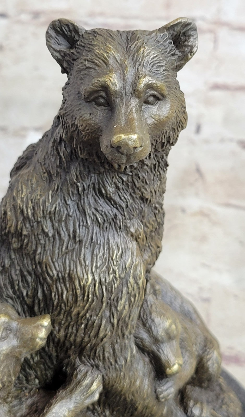 Handcrafted bronze sculpture SALE Cub Two Her With Bear Grizzly Original Signed