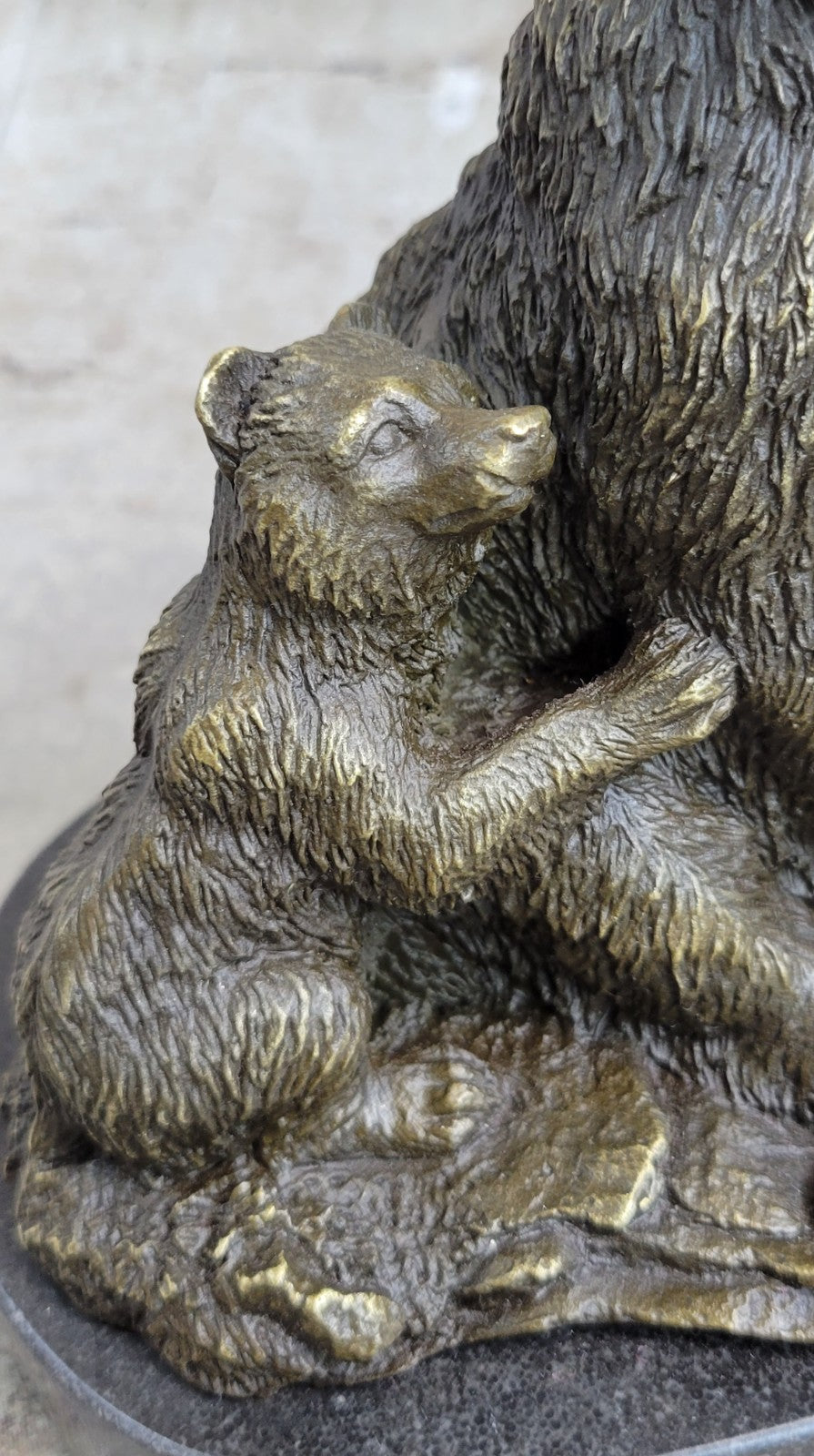 Handcrafted bronze sculpture SALE Cub Two Her With Bear Grizzly Original Signed