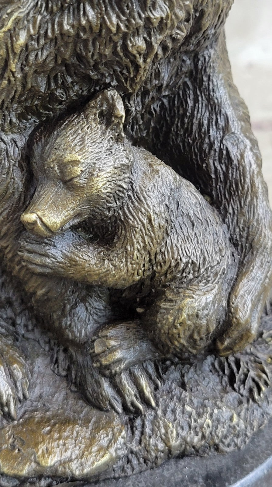 Handcrafted bronze sculpture SALE Cub Two Her With Bear Grizzly Original Signed