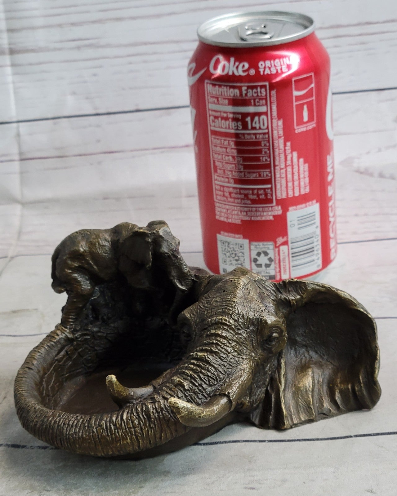 Art Deco Brass Bronze Copper  Ashtray With Elephant  Head Home Decor