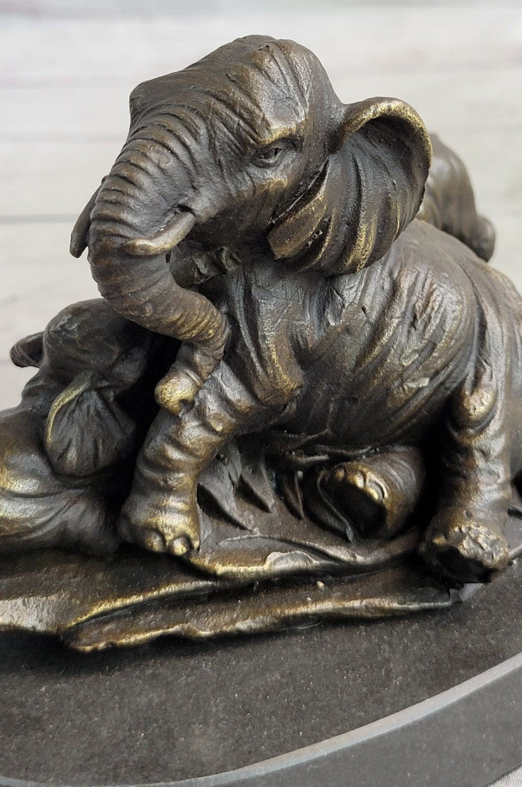 Calf Baby Two With Elephant Vienna Art Bronze Sculpture Statue Figurine Figure