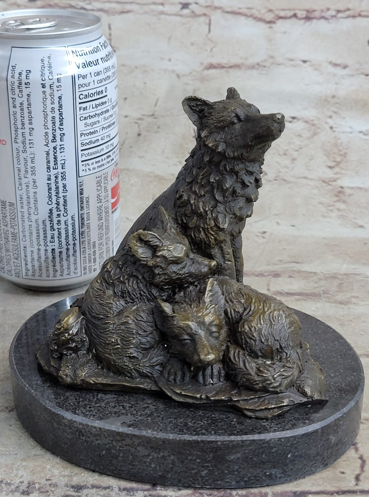 Hybrid Dogs Pack Running Wolves Wildlife Gift Bronze Marble Statue Sculpture