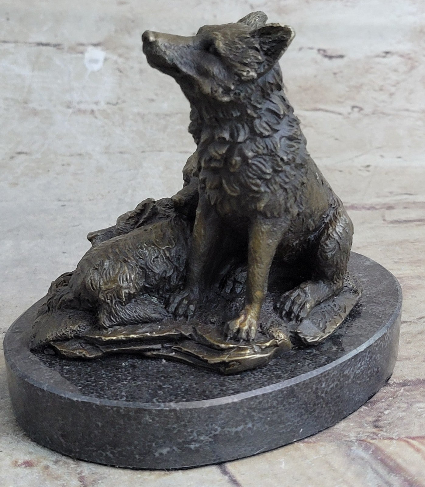 Hybrid Dogs Pack Running Wolves Wildlife Gift Bronze Marble Statue Sculpture