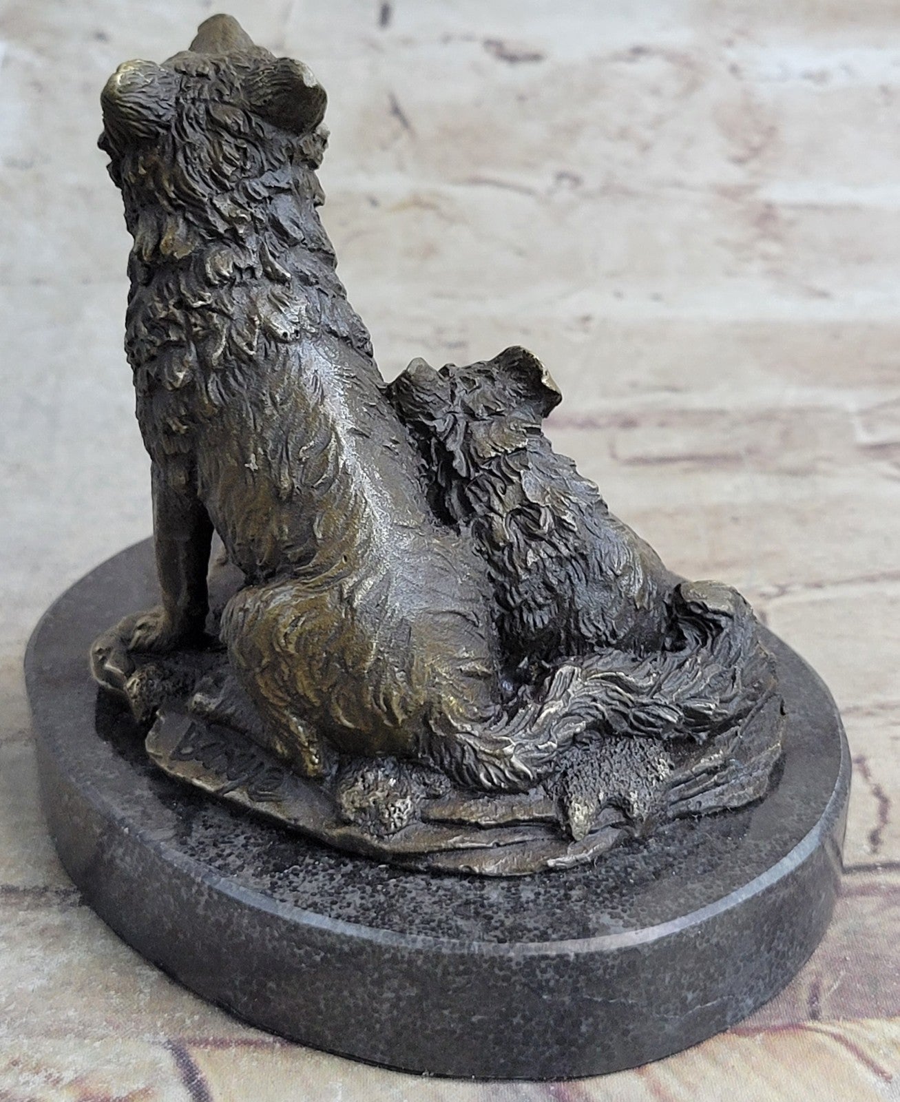 Hybrid Dogs Pack Running Wolves Wildlife Gift Bronze Marble Statue Sculpture