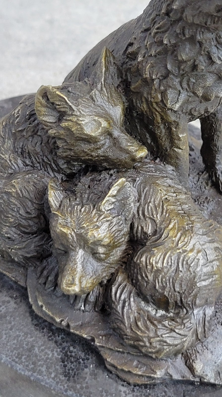 Hybrid Dogs Pack Running Wolves Wildlife Gift Bronze Marble Statue Sculpture