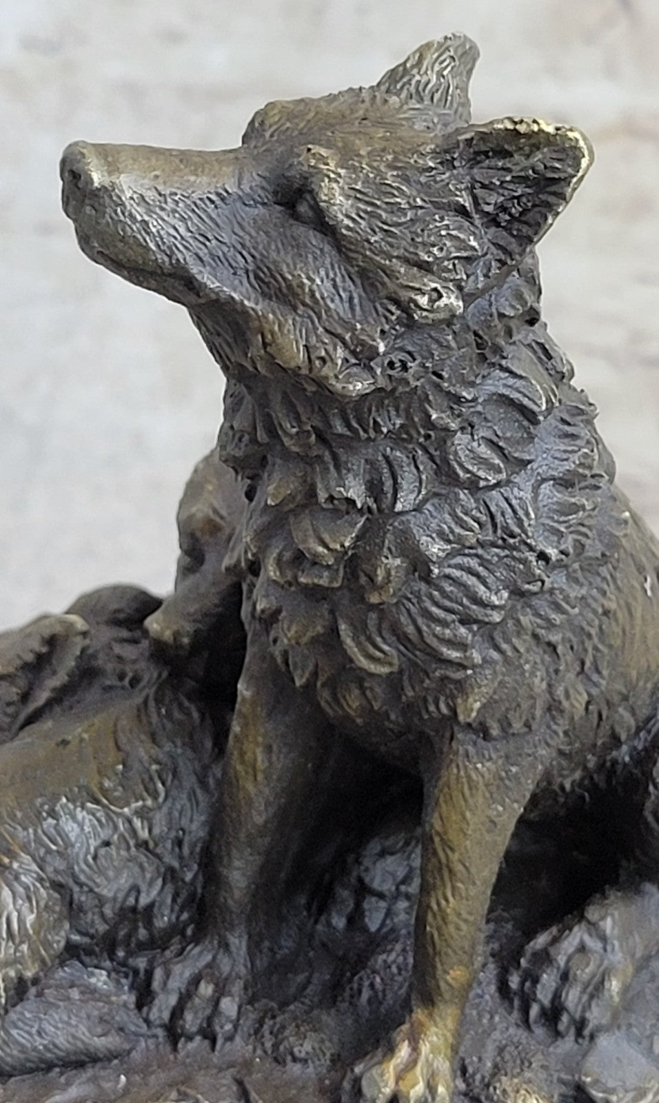 Hybrid Dogs Pack Running Wolves Wildlife Gift Bronze Marble Statue Sculpture