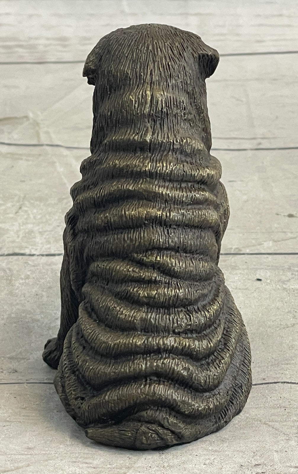 Fine Art Bronze Figurine: Shar Pei Dog - Handcrafted Pet Lover`s Sculpture Artwork