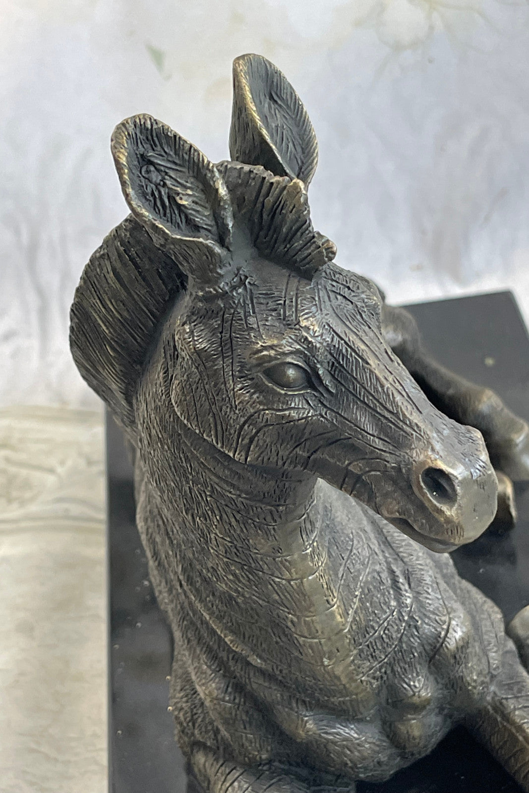 Handcrafted bronze sculpture SALE Decor Base Marble Deco Art Zebra African