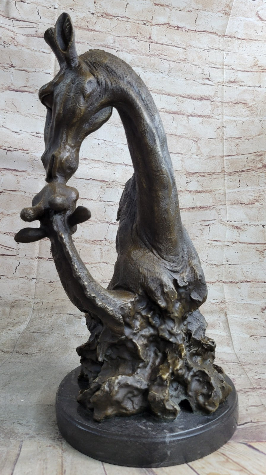Large Bronze Sculpture of two Giraffe - 45.5cm High - African Safari Wildlife NR