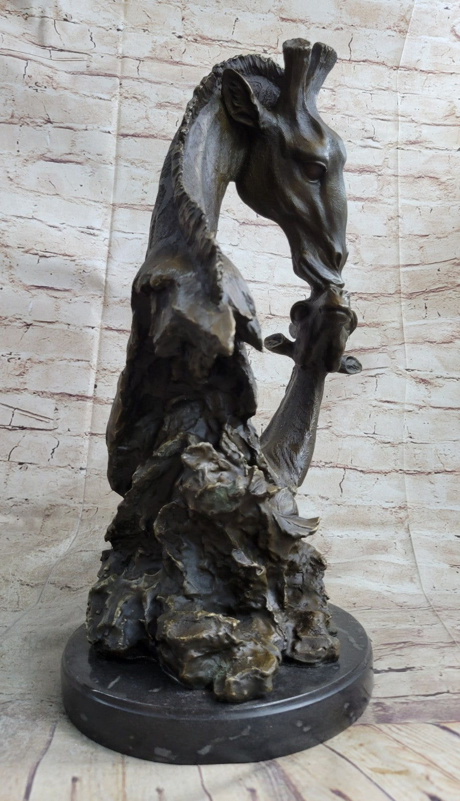 Large Bronze Sculpture of two Giraffe - 45.5cm High - African Safari Wildlife NR
