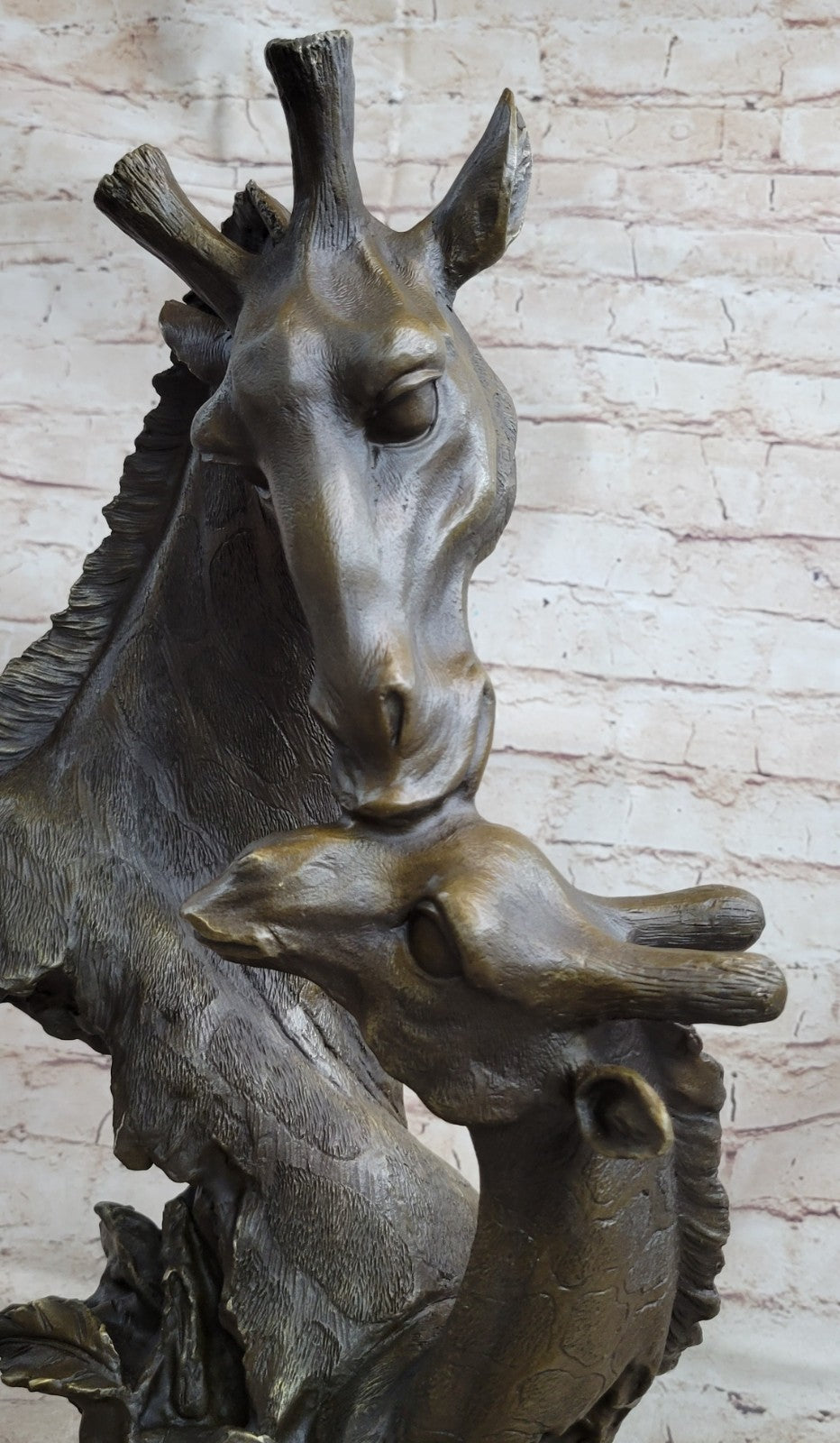 Large Bronze Sculpture of two Giraffe - 45.5cm High - African Safari Wildlife NR
