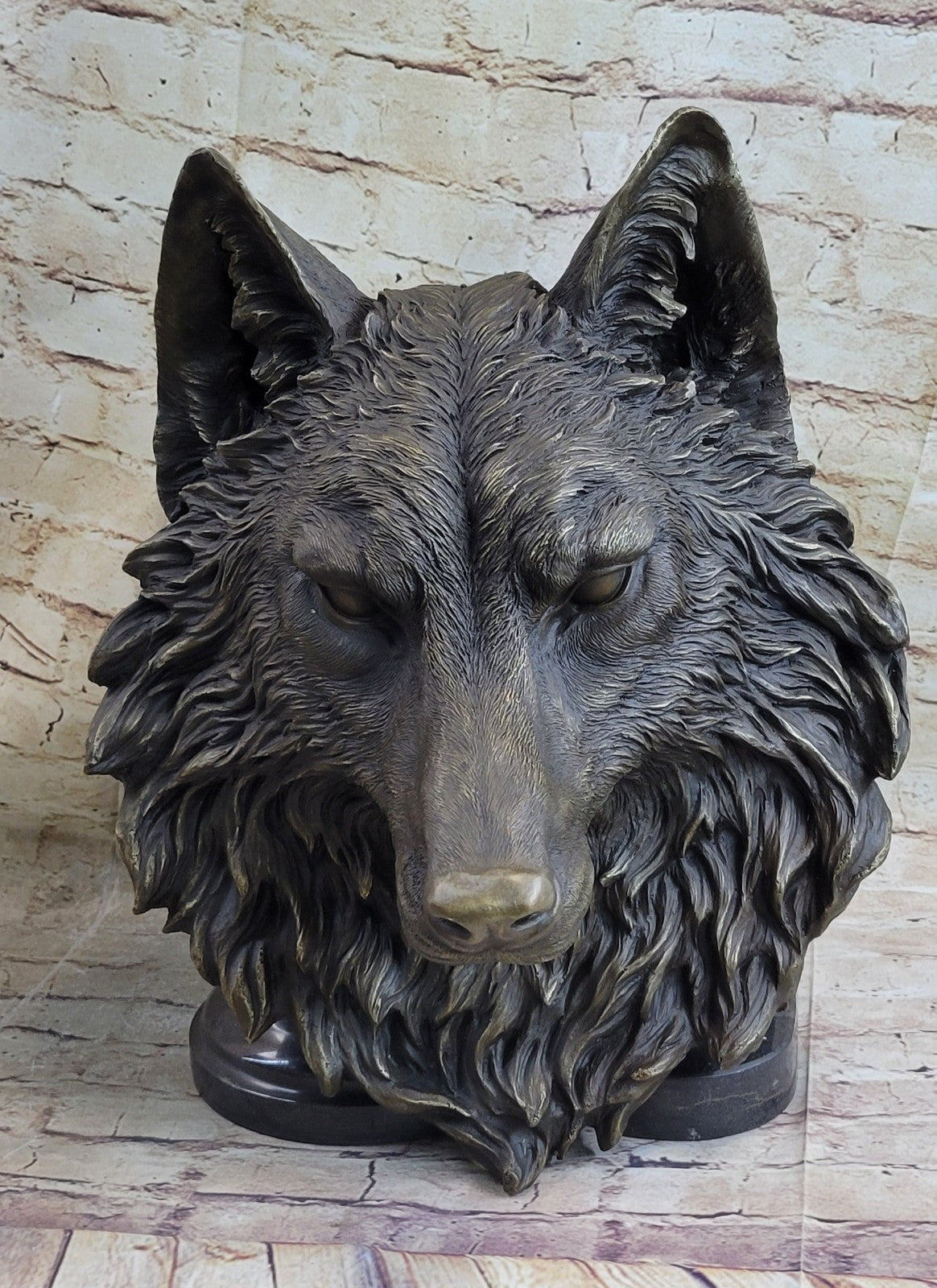 Handcrafted bronze sculpture SALE Signed Original Hot Cast Wolf Head Wall