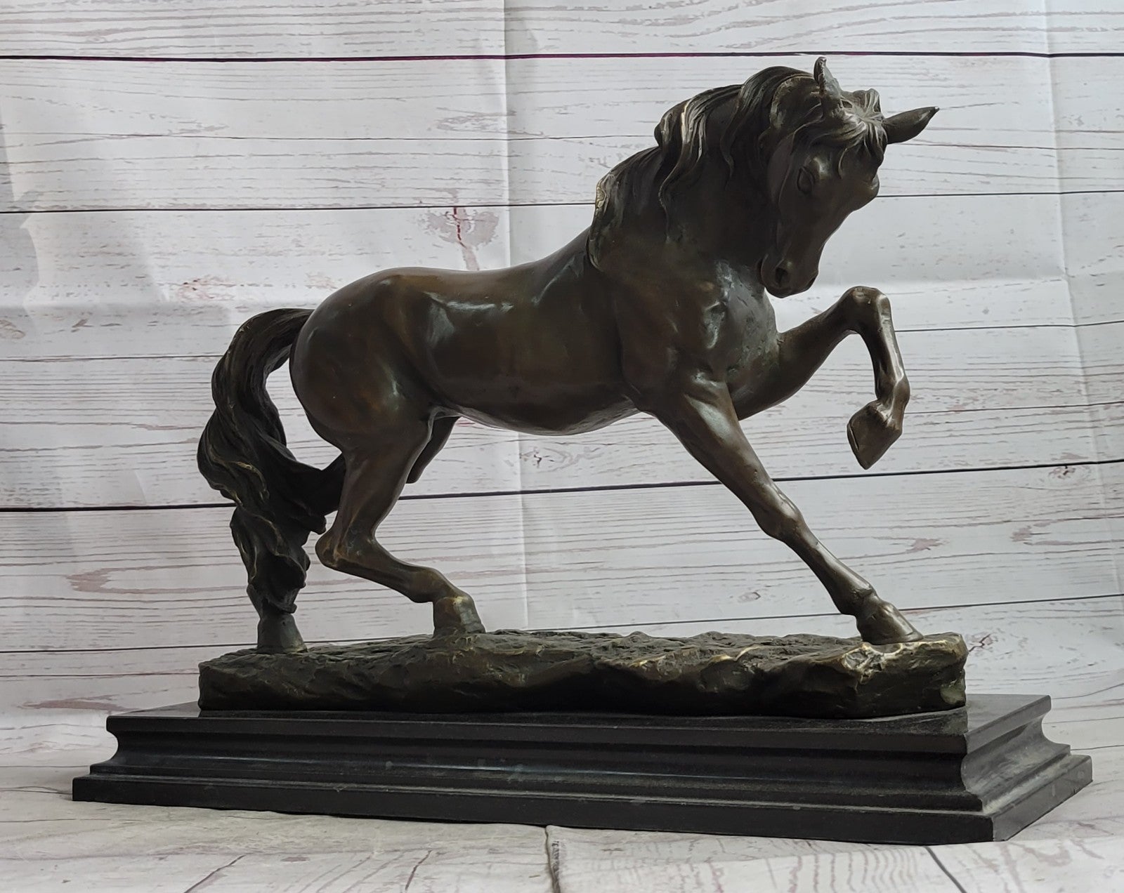 Bronze Sculpture Hand Made by Lost Wax Large 30 Lbs Stallion Horse Figurine deco