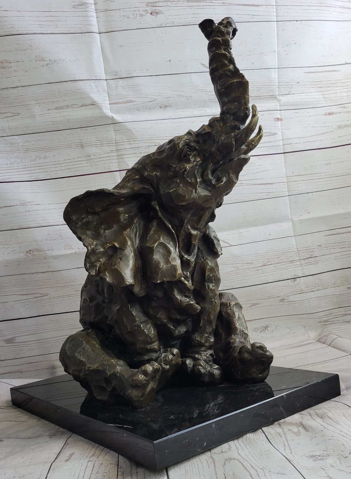 Handcrafted bronze sculpture SALE Bugatt By Elephant Lucky Go Happy Large