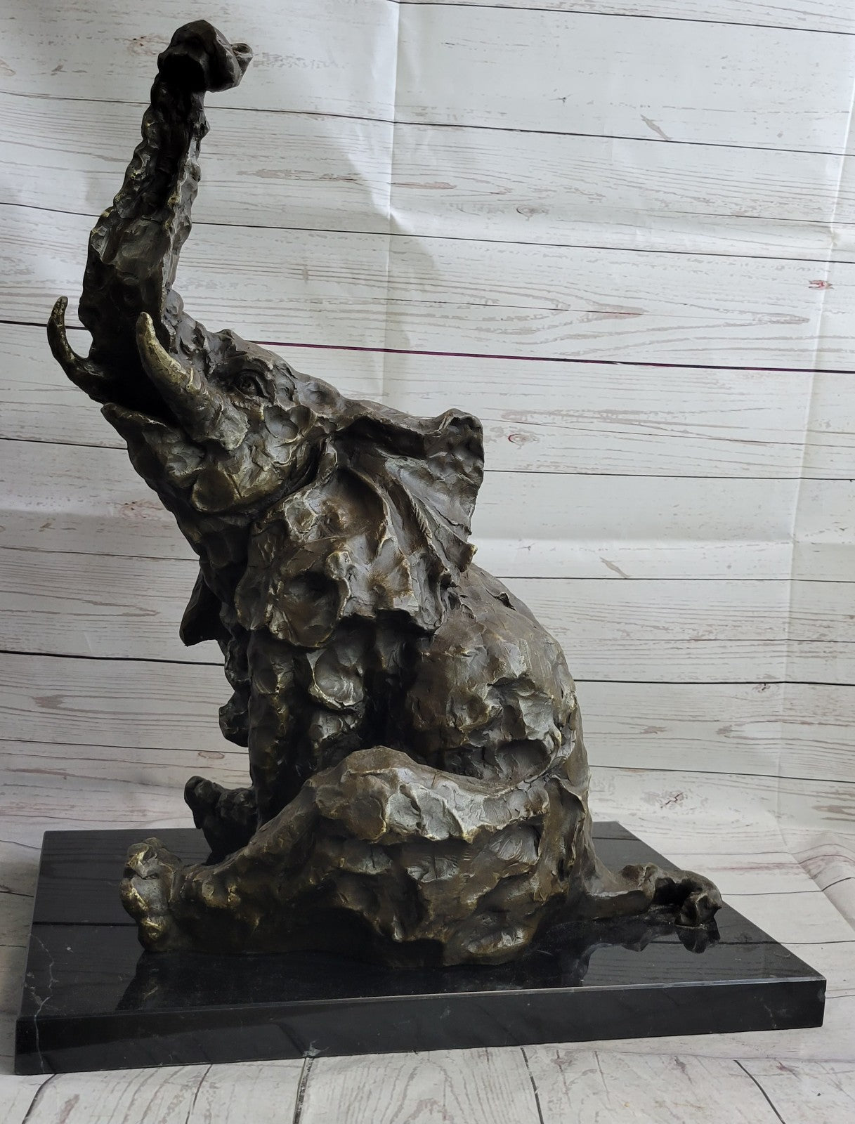 Handcrafted bronze sculpture SALE Bugatt By Elephant Lucky Go Happy Large