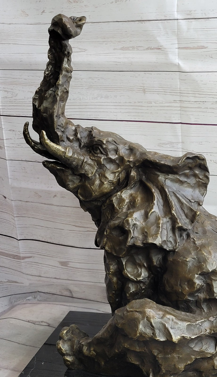 Handcrafted bronze sculpture SALE Bugatt By Elephant Lucky Go Happy Large