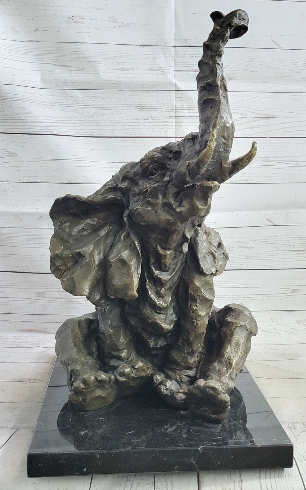 Handcrafted bronze sculpture SALE Bugatt By Elephant Lucky Go Happy Large