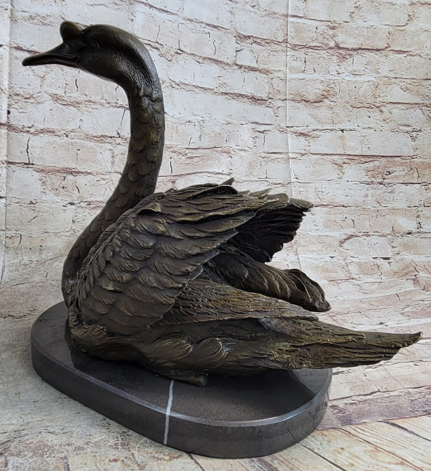 Handcrafted Chinese Love Fengshui Copper Bronze Swan Duck Figures Hot Cast Sale