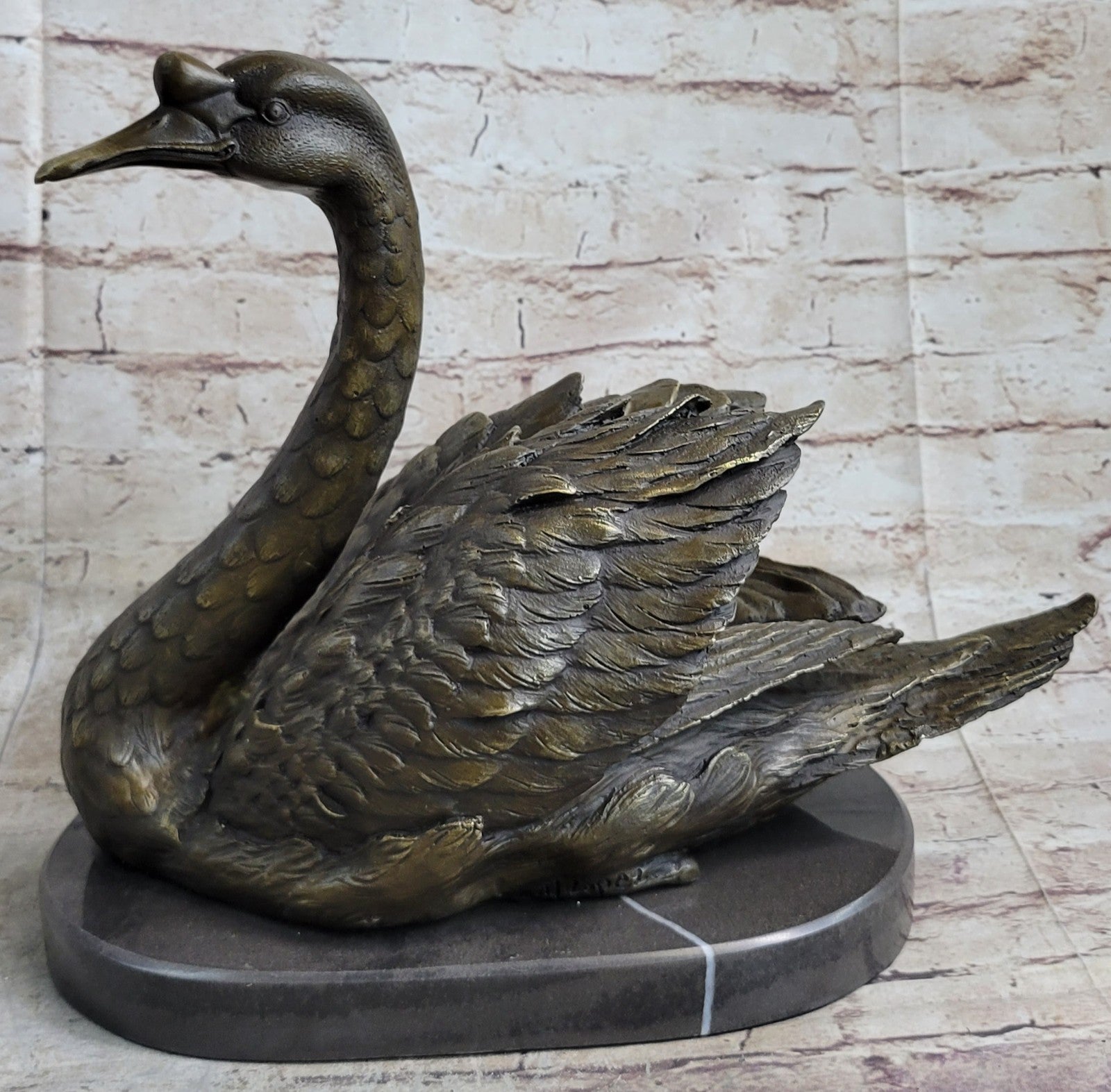Handcrafted Chinese Love Fengshui Copper Bronze Swan Duck Figures Hot Cast Sale