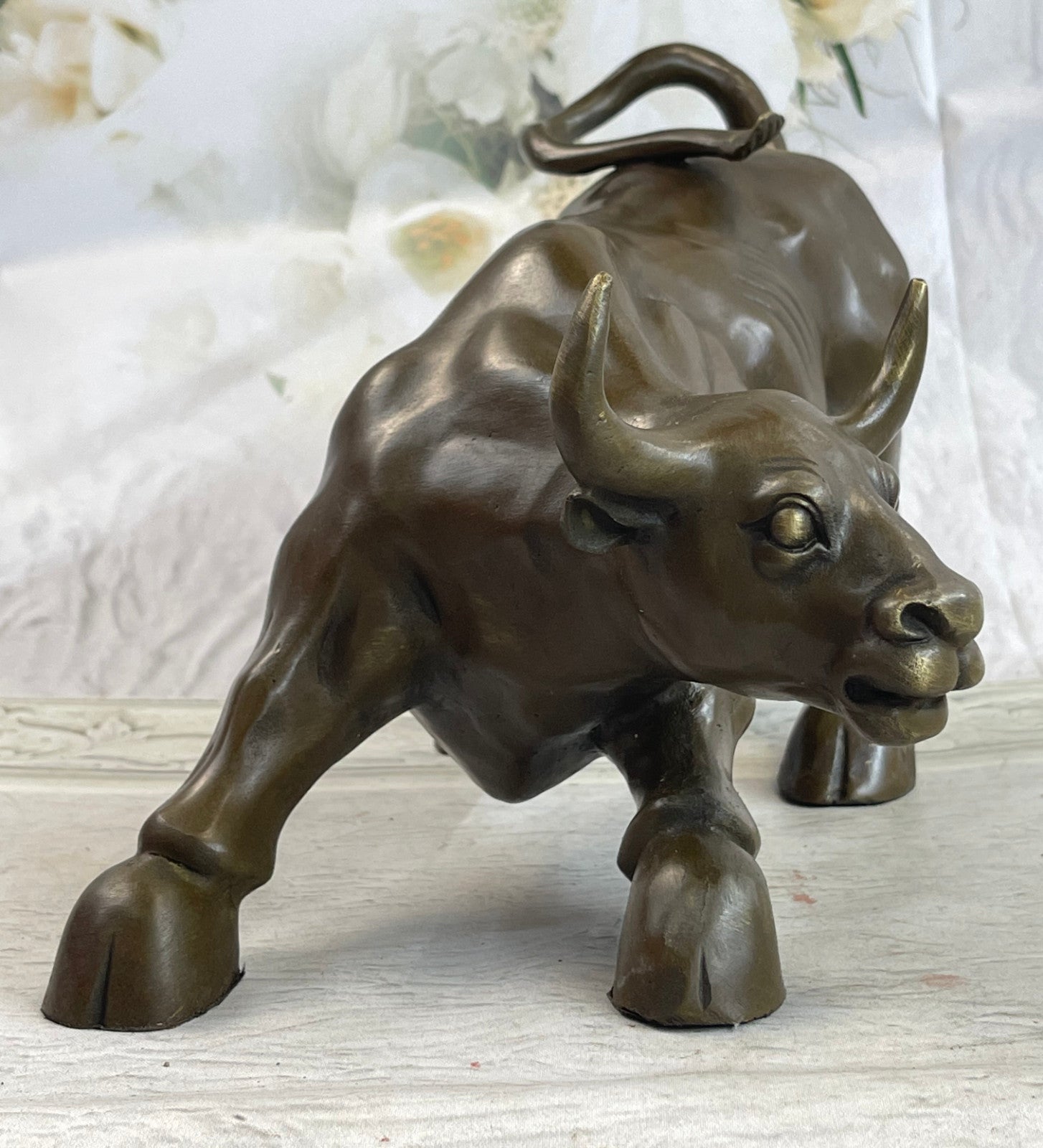 Art Deco Original Stock Market Bull Bronze Sculpture Wall Street Figurine Figure