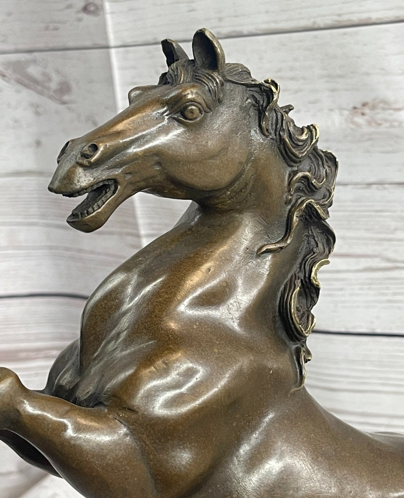 Large P.J Mene Rearing Horse Bronze Sculpture Modern Art Marble Base Figure NR