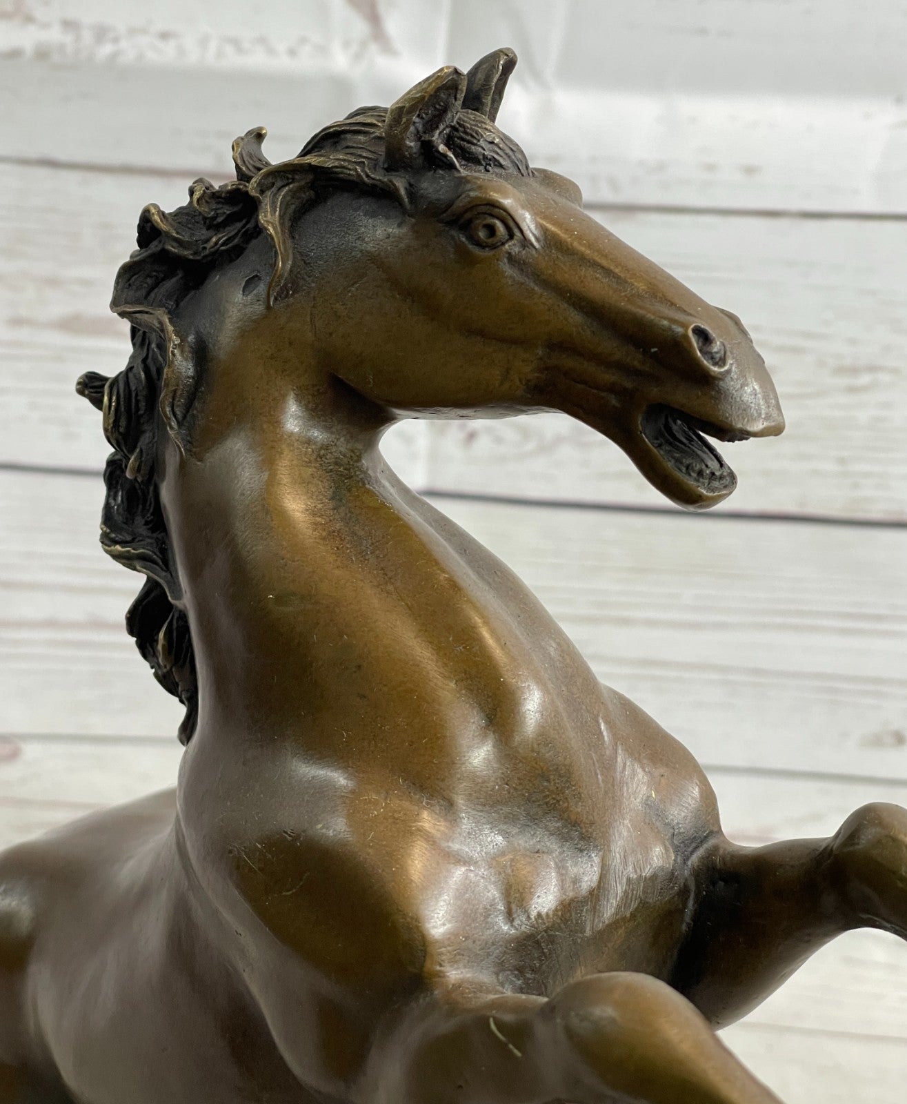 Large P.J Mene Rearing Horse Bronze Sculpture Modern Art Marble Base Figure NR