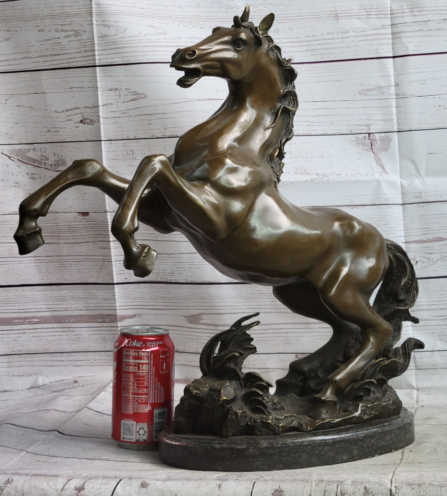 Signed MENE Excited Rearing Racing Horse Bronze Sculpture Figurine Statue Decor