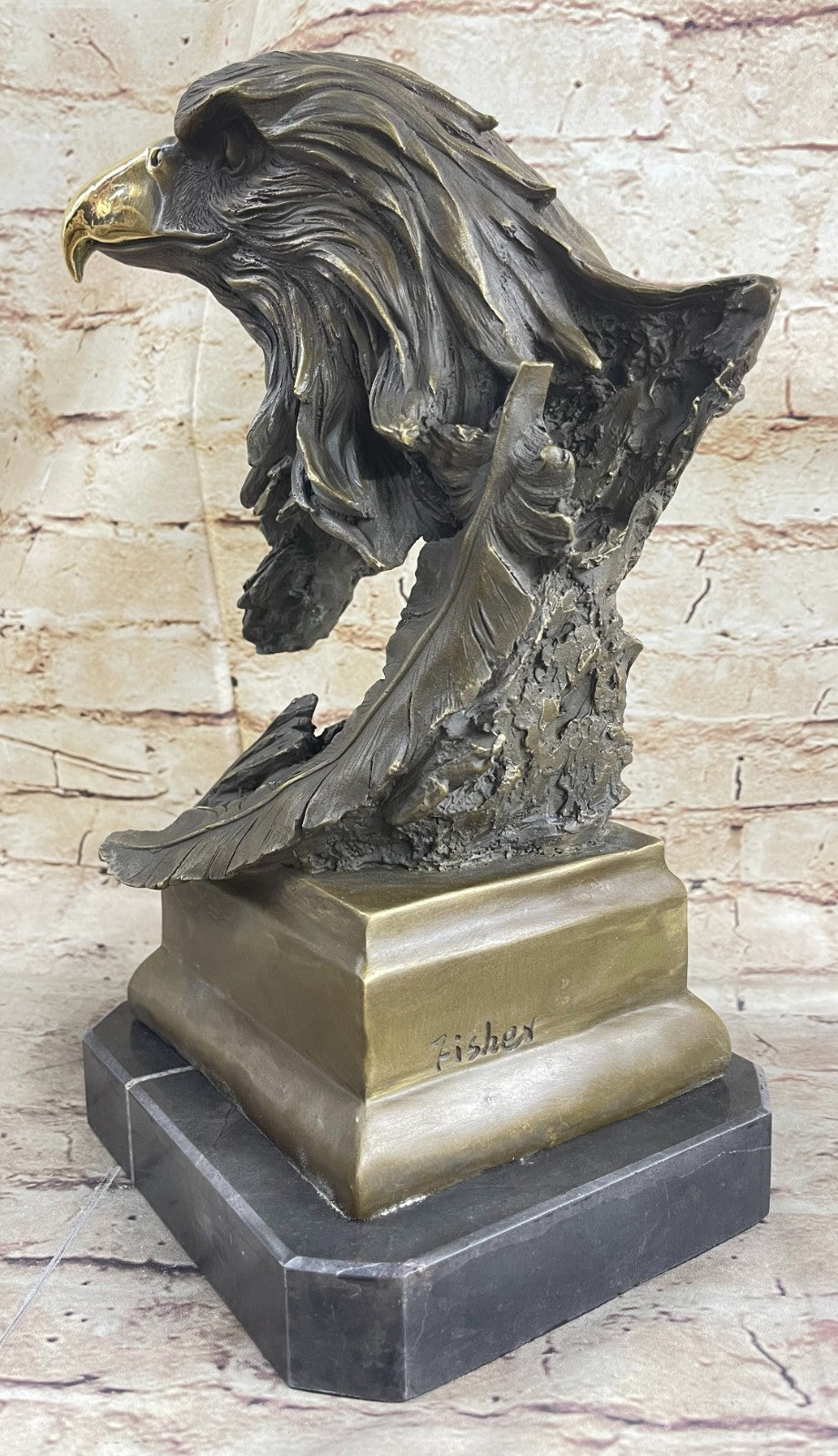 American Eagle with Feather Detailed Hot Cast Bronze Sculpture Classic Artwork