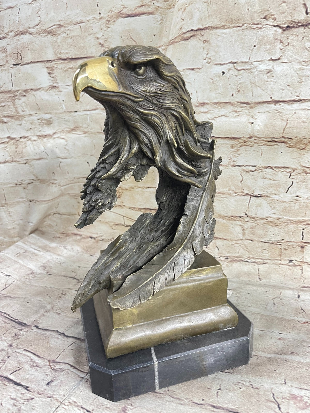 American Eagle with Feather Detailed Hot Cast Bronze Sculpture Classic Artwork