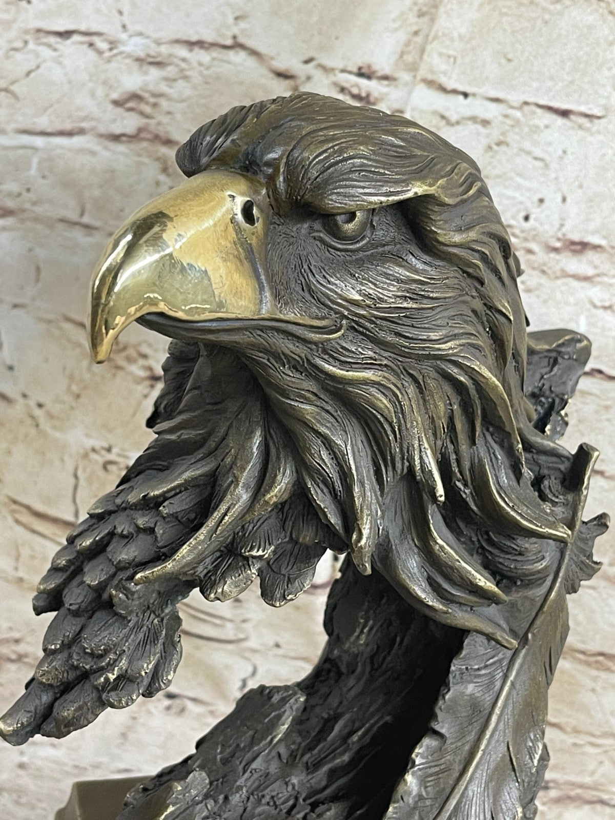 American Eagle with Feather Detailed Hot Cast Bronze Sculpture Classic Artwork