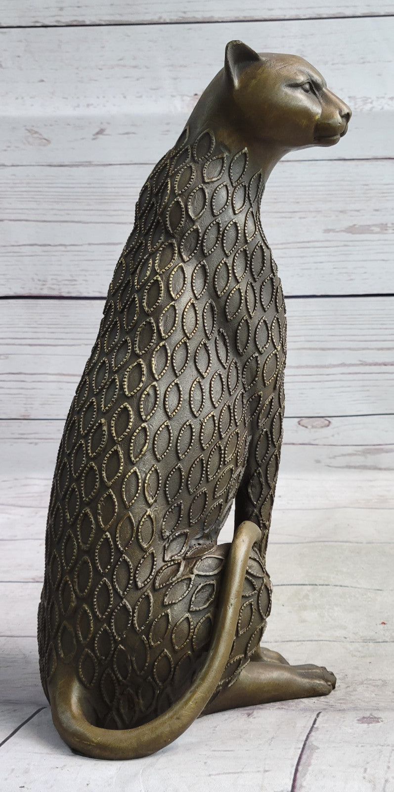 Art Nouveau Statue Sculpture Jaguar Wildlife Deco Style H.Moore Bronze Figurine