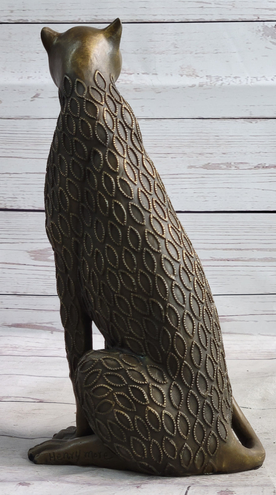 Art Nouveau Statue Sculpture Jaguar Wildlife Deco Style H.Moore Bronze Figurine