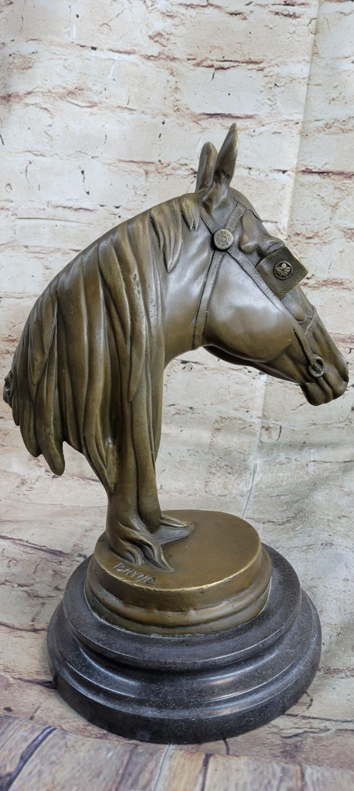 Handcrafted bronze sculpture SALE Decor Home Barye Marble Head Horses Cast Hot