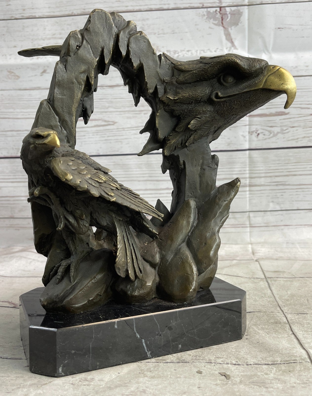 Handcrafted Bronze Bald Eagle Head Bust Sculpture Statue Figurine Wildlife Decor Sale