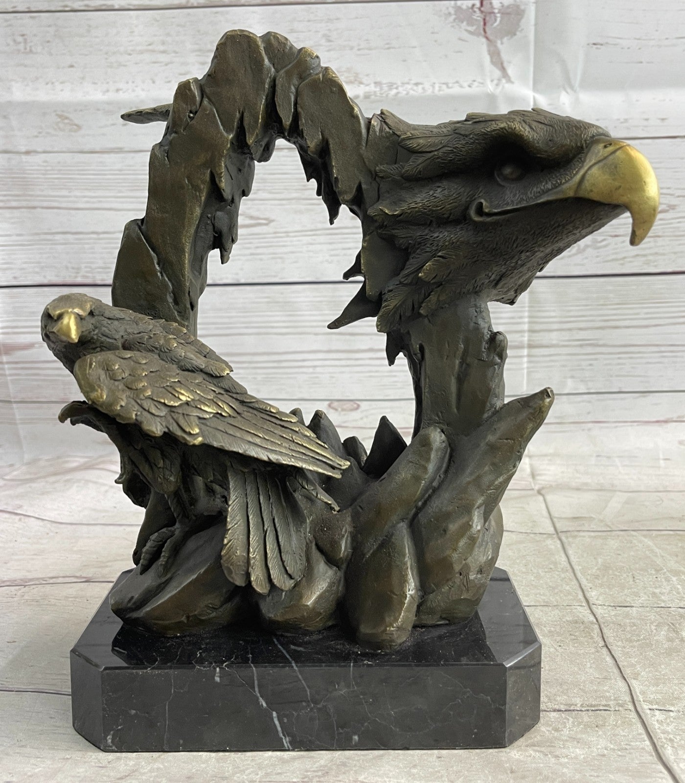 Handcrafted Bronze Bald Eagle Head Bust Sculpture Statue Figurine Wildlife Decor Sale