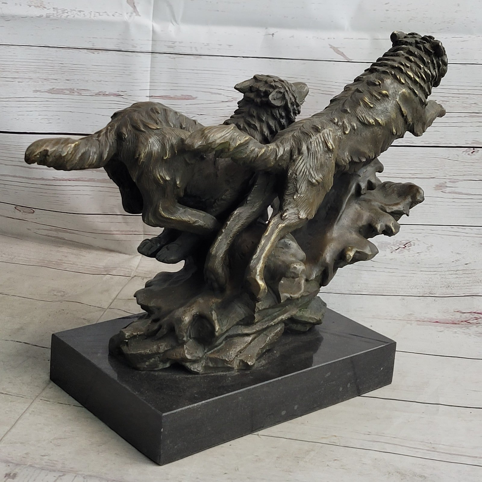 Handcrafted bronze sculpture SALE Run Wolves Wolf Pack Lopez M. Original decore