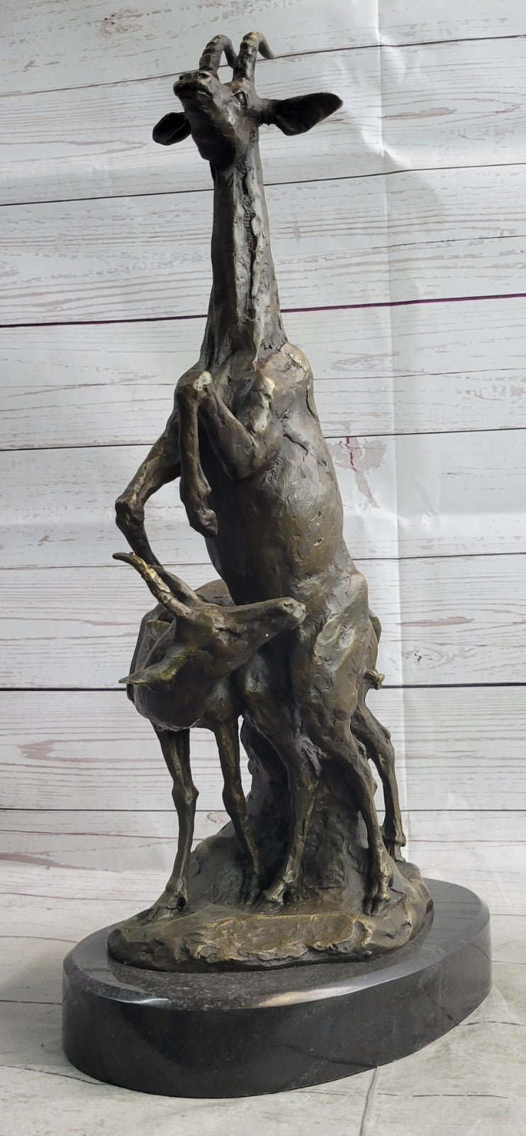 Handcrafted Bronze Sculpture: Captivating Pair of Gazelle Antelope Kudu Statues
