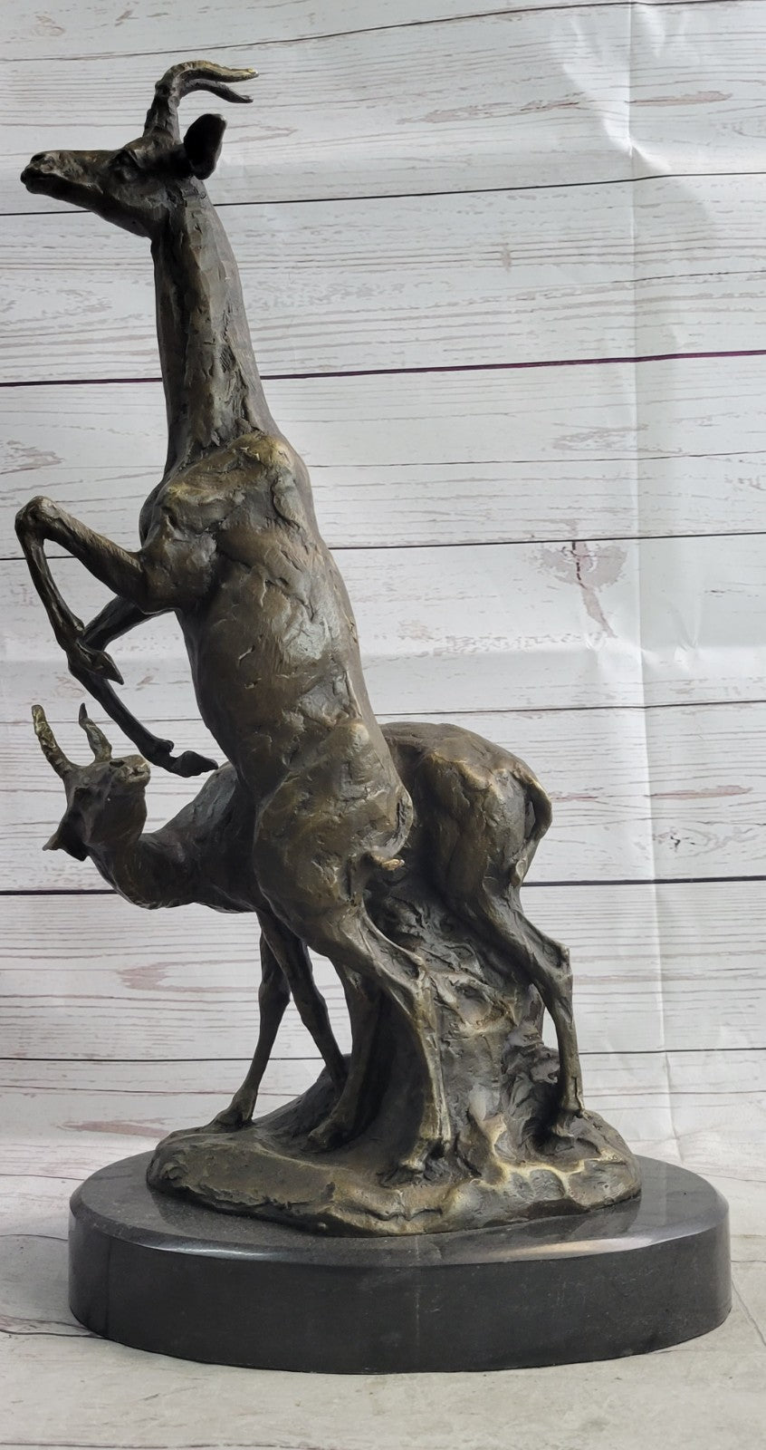 Handcrafted Bronze Sculpture: Captivating Pair of Gazelle Antelope Kudu Statues