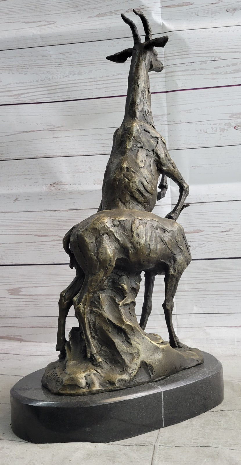 Handcrafted Bronze Sculpture: Captivating Pair of Gazelle Antelope Kudu Statues
