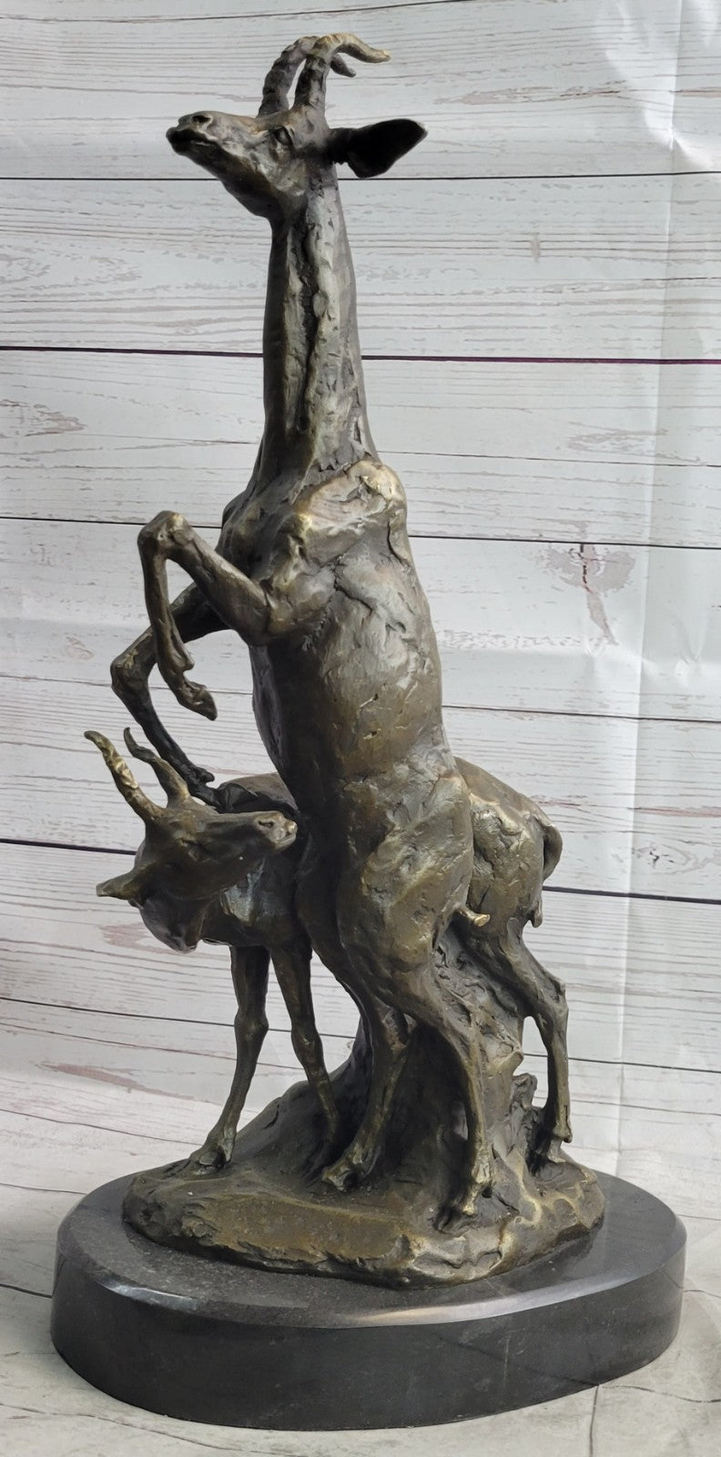 Handcrafted Bronze Sculpture: Captivating Pair of Gazelle Antelope Kudu Statues
