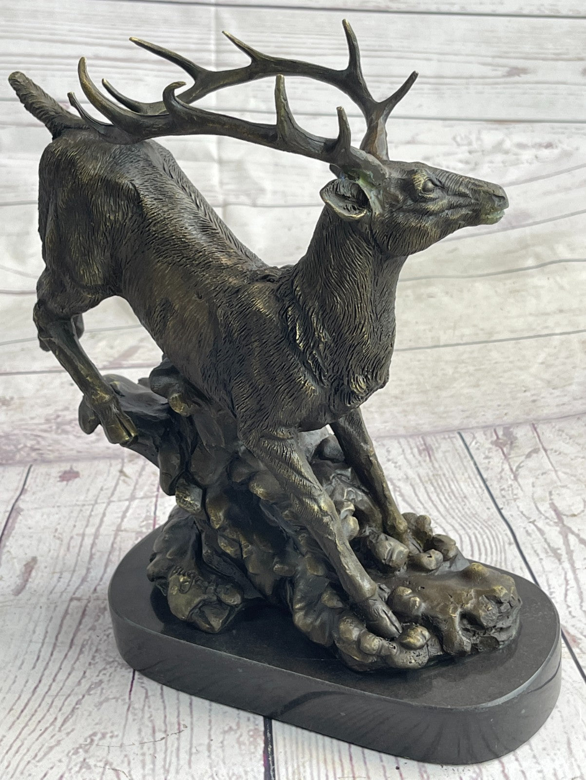 Bugatti Hot Cast Stag Buck Deer Cabin Lodge Decor Bronze Sculpture Figurine Sale